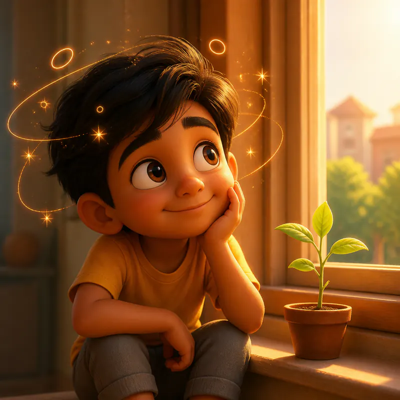 A child by a sunlit window as new habits take root
